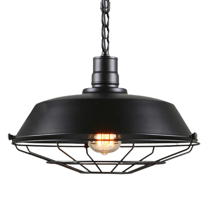 Loft Vintage Pendant Lamp | 11.02 x 10.23 in | Industrial Ceiling Light | Iron Hanging Fixture | Black or Rusty | Brick by Brick