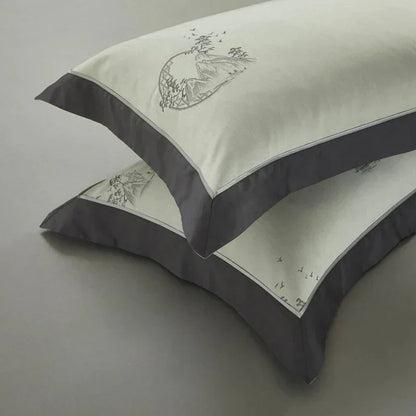 Egyptian Cotton Bedding Set | 78.7 - 90.6 in | Mountain Valley Design | Soft Breathable All-Season Duvet Cover Set | Brick by Brick