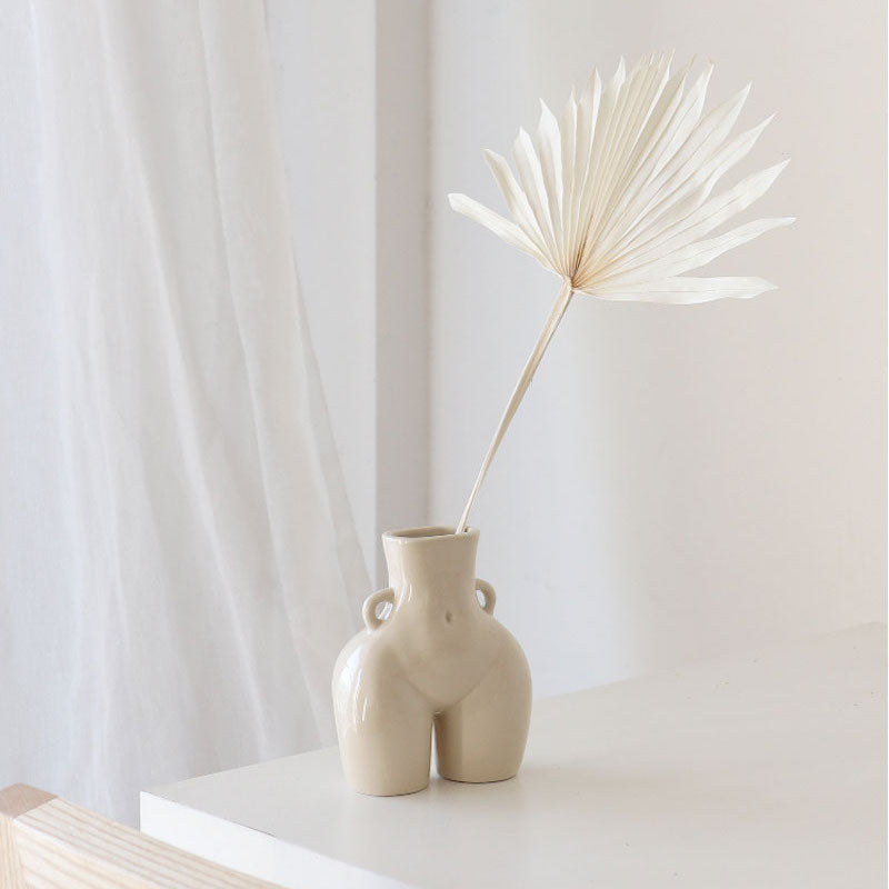 Ceramic Body Vase | Sculptural Accent for Dried Florals | Matte Finish | Compact 5.5" Statement Piece