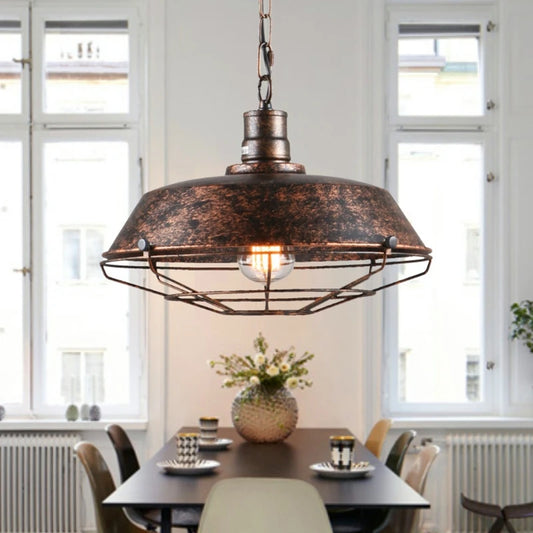 Loft Vintage Pendant Lamp | 11.02 x 10.23 in | Industrial Ceiling Light | Iron Hanging Fixture | Black or Rusty | Brick by Brick