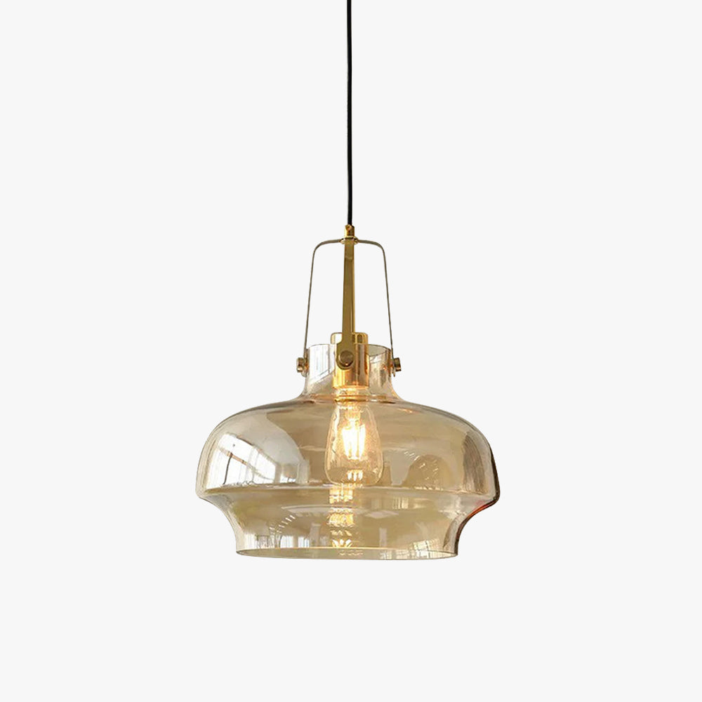 Modern Glass Pendant Light | 13.8 x 14.6 in | Unique Shaped Glass Shade | E27 Bulb | Adjustable Cord | Brick by Brick