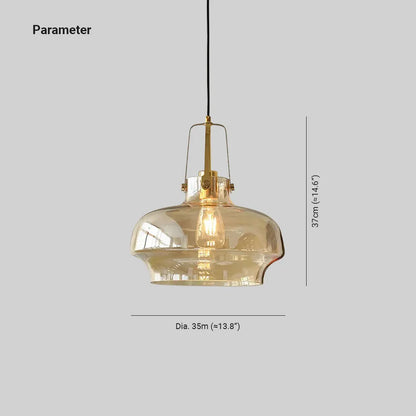 Modern Glass Pendant Light | 13.8 x 14.6 in | Unique Shaped Glass Shade | E27 Bulb | Adjustable Cord | Brick by Brick