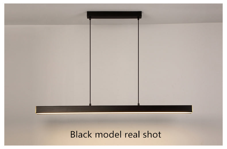 Modern LED Dining Room Chandelier | H 47.2 in | Nordic Long Hanging Fixture | Black or Gold Finish | Brick by Brick