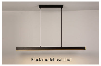Modern LED Dining Room Chandelier | H 47.2 in | Nordic Long Hanging Fixture | Black or Gold Finish | Brick by Brick
