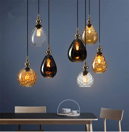 Vintage Glass Pendant Light | Nordic LED Ceiling Lamp | Retro Globe Hanging Fixture | Brick by Brick