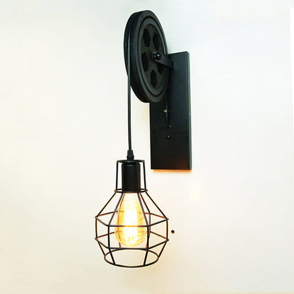 Retro Industrial Wall Lamp | 12 x 3.7 in | Vintage Wood | Metal Sconce | Rustic Lighting Fixture | Brick by Brick