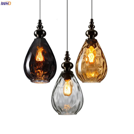 Vintage Glass Pendant Light | Nordic LED Ceiling Lamp | Retro Globe Hanging Fixture | Brick by Brick