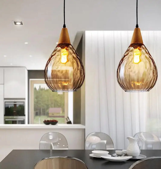 Vintage Glass Pendant Light | Nordic LED Ceiling Lamp | Retro Globe Hanging Fixture | Brick by Brick