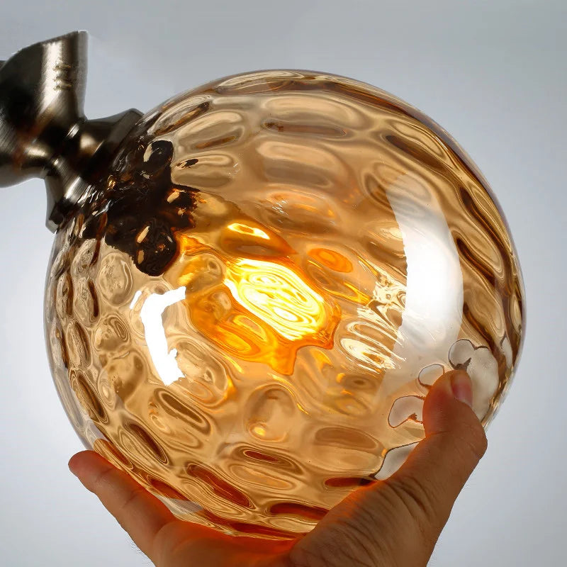 Vintage Glass Pendant Light | Nordic LED Ceiling Lamp | Retro Globe Hanging Fixture | Brick by Brick