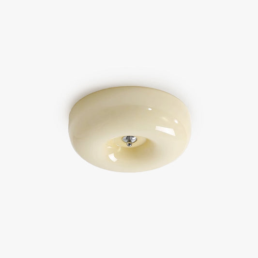 Cream Glass Flush Mount Ceiling Light | Dia12.6 - 18.1 x H3.9 in | LED | Dimmable | Multiple Sizes | Brick by Brick