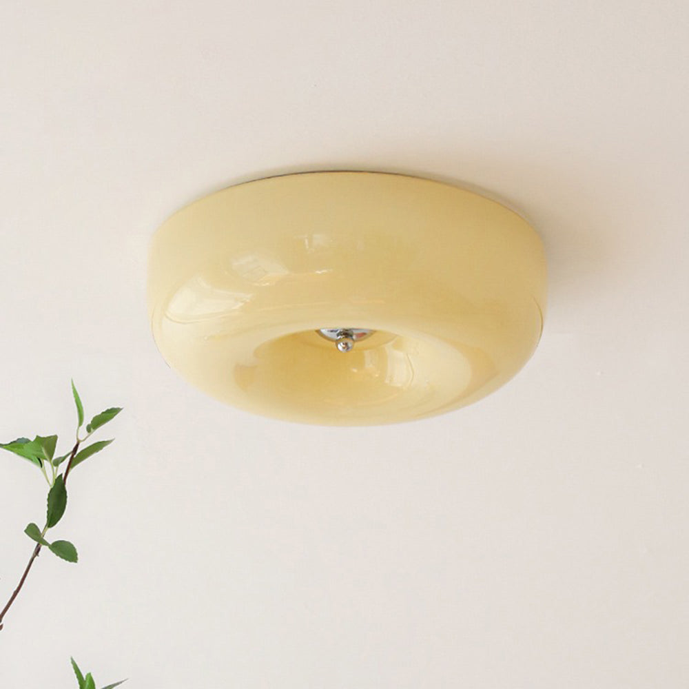 Cream Glass Flush Mount Ceiling Light | Dia12.6 - 18.1 x H3.9 in | LED | Dimmable | Multiple Sizes | Brick by Brick