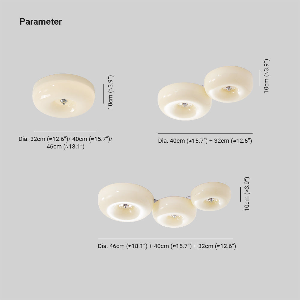 Cream Glass Flush Mount Ceiling Light | Dia12.6 - 18.1 x H3.9 in | LED | Dimmable | Multiple Sizes | Brick by Brick