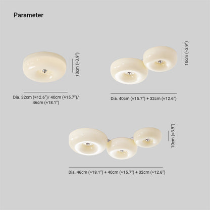 Cream Glass Flush Mount Ceiling Light | Dia12.6 - 18.1 x H3.9 in | LED | Dimmable | Multiple Sizes | Brick by Brick
