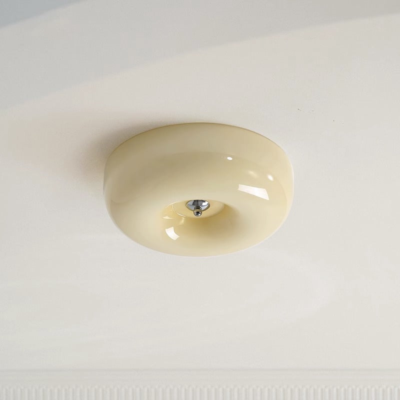 Cream Glass Flush Mount Ceiling Light | Dia12.6 - 18.1 x H3.9 in | LED | Dimmable | Multiple Sizes | Brick by Brick