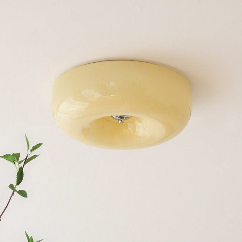 Cream Glass Flush Mount Ceiling Light | Dia12.6 - 18.1 x H3.9 in | LED | Dimmable | Multiple Sizes | Brick by Brick