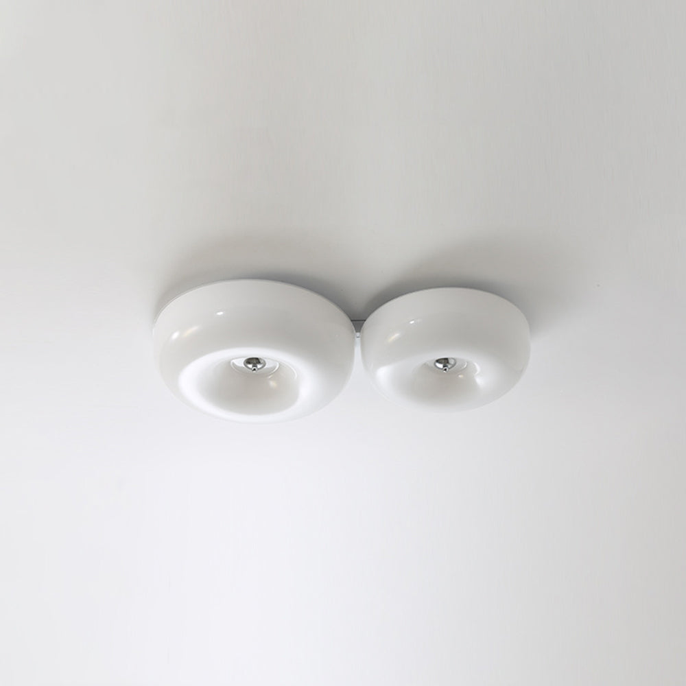 Cream Glass Flush Mount Ceiling Light | Dia12.6 - 18.1 x H3.9 in | LED | Dimmable | Multiple Sizes | Brick by Brick