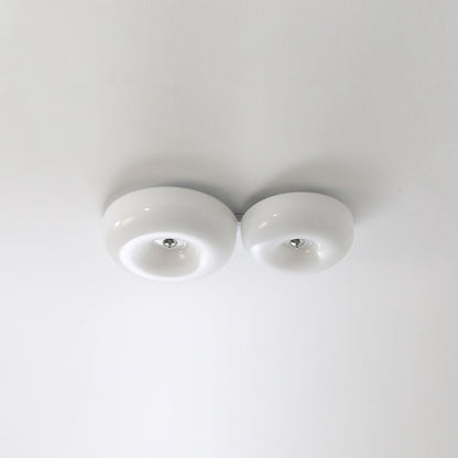 Cream Glass Flush Mount Ceiling Light | Dia12.6 - 18.1 x H3.9 in | LED | Dimmable | Multiple Sizes | Brick by Brick