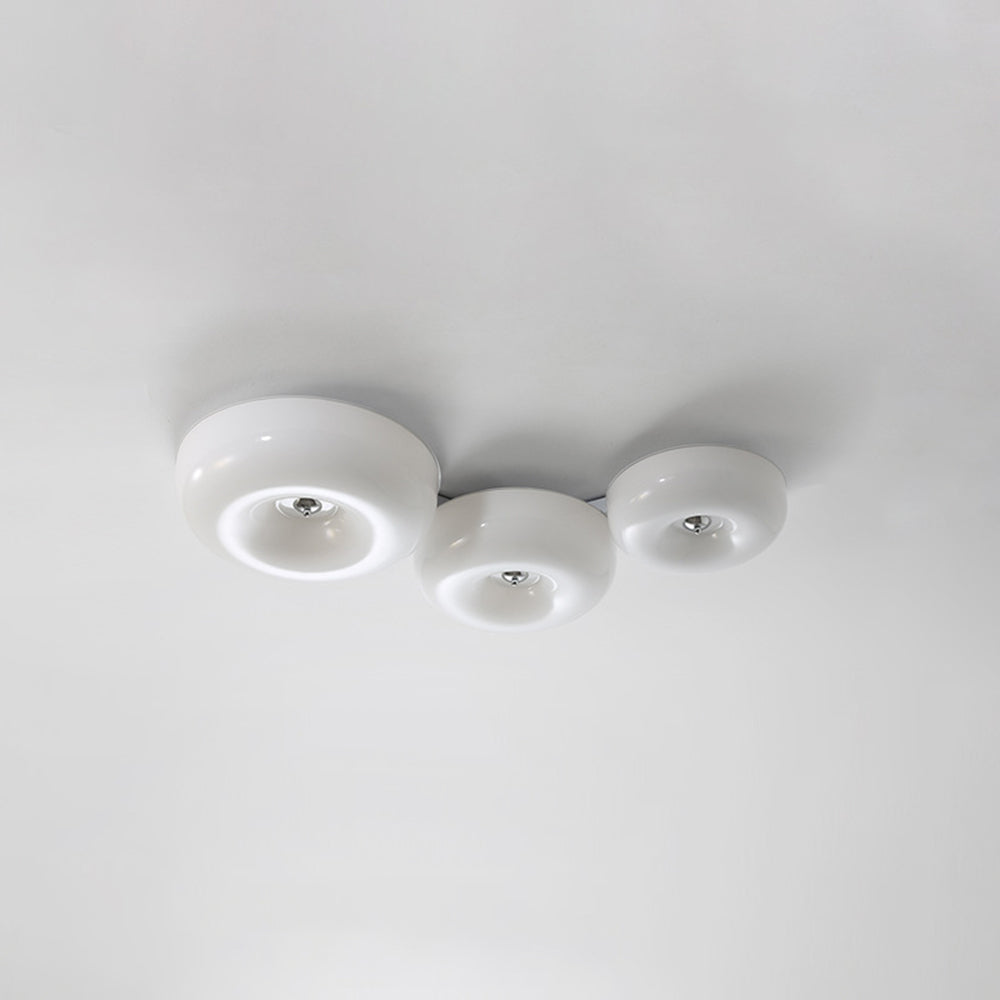 Cream Glass Flush Mount Ceiling Light | Dia12.6 - 18.1 x H3.9 in | LED | Dimmable | Multiple Sizes | Brick by Brick