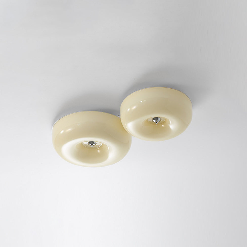 Cream Glass Flush Mount Ceiling Light | Dia12.6 - 18.1 x H3.9 in | LED | Dimmable | Multiple Sizes | Brick by Brick
