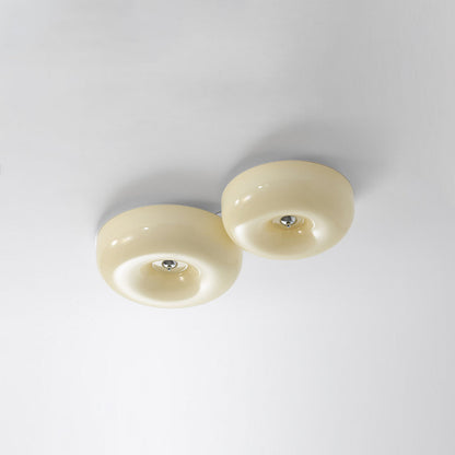 Cream Glass Flush Mount Ceiling Light | Dia12.6 - 18.1 x H3.9 in | LED | Dimmable | Multiple Sizes | Brick by Brick