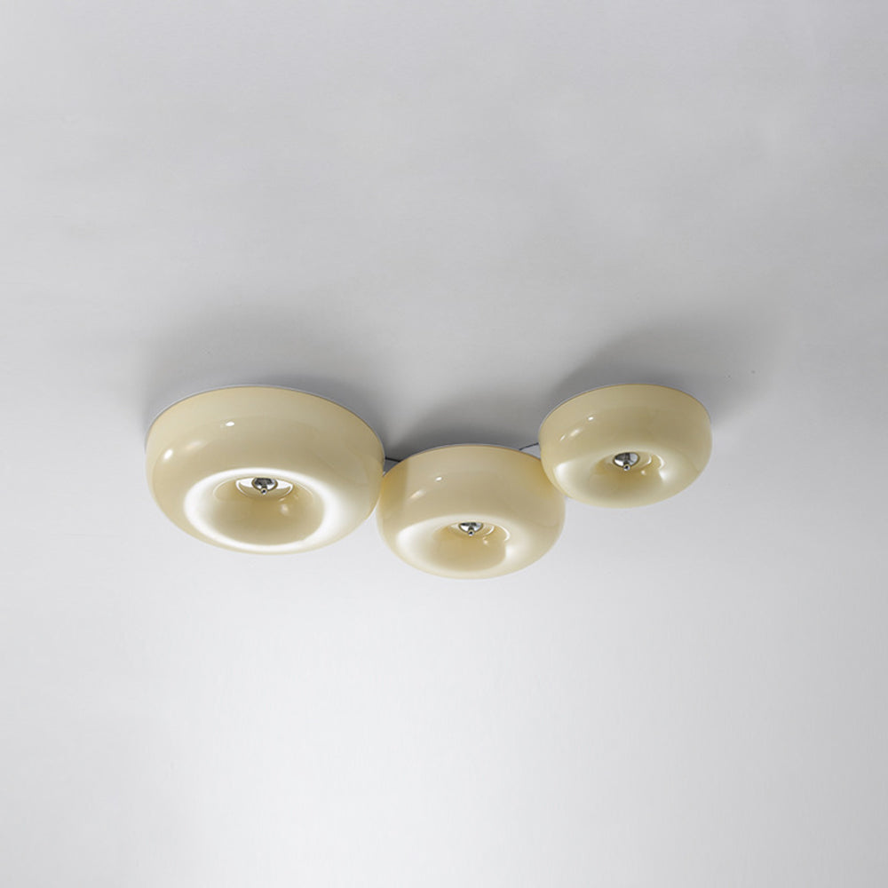 Cream Glass Flush Mount Ceiling Light | Dia12.6 - 18.1 x H3.9 in | LED | Dimmable | Multiple Sizes | Brick by Brick