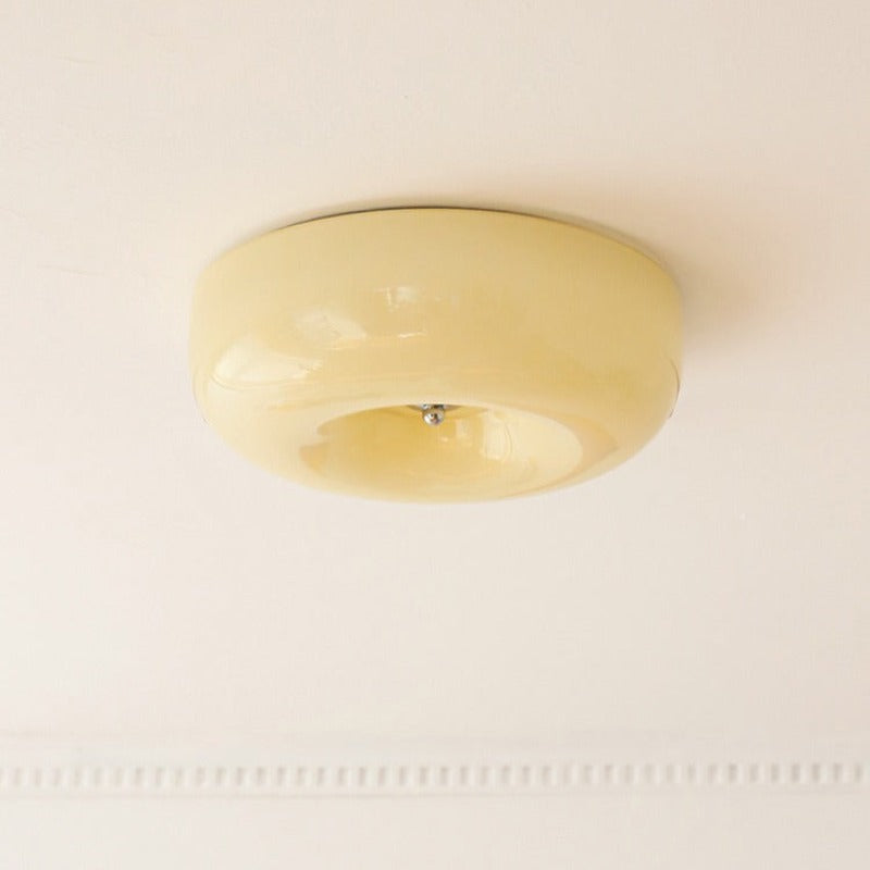 Cream Glass Flush Mount Ceiling Light | Dia12.6 - 18.1 x H3.9 in | LED | Dimmable | Multiple Sizes | Brick by Brick