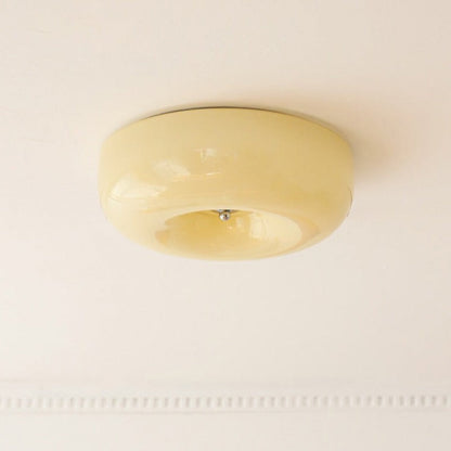 Cream Glass Flush Mount Ceiling Light | Dia12.6 - 18.1 x H3.9 in | LED | Dimmable | Multiple Sizes | Brick by Brick