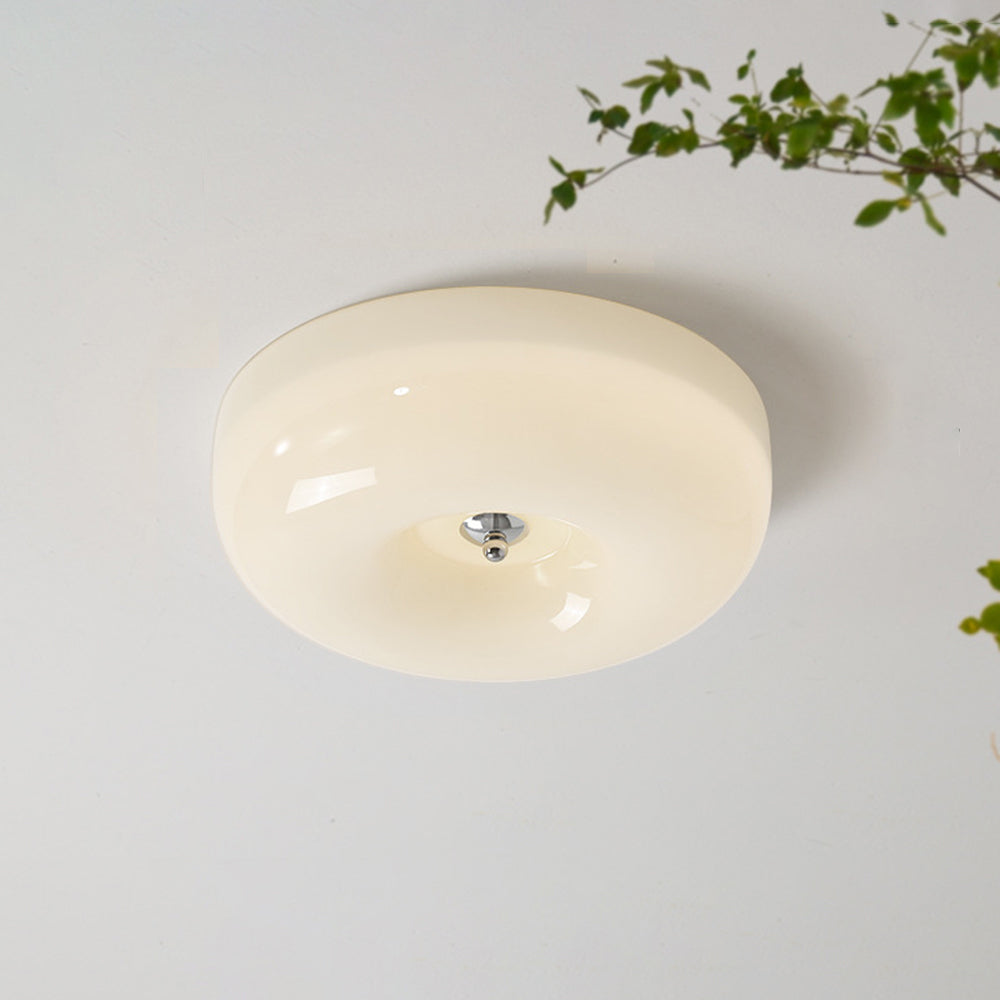 Cream Glass Flush Mount Ceiling Light | Dia12.6 - 18.1 x H3.9 in | LED | Dimmable | Multiple Sizes | Brick by Brick