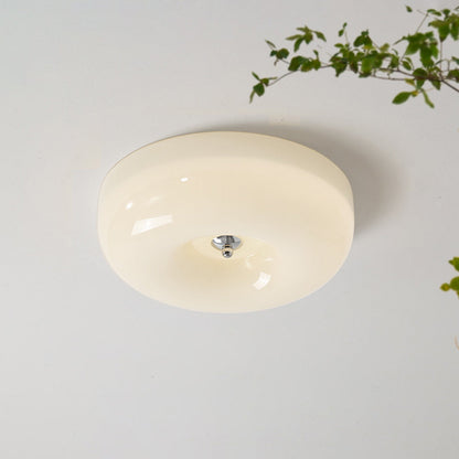 Cream Glass Flush Mount Ceiling Light | Dia12.6 - 18.1 x H3.9 in | LED | Dimmable | Multiple Sizes | Brick by Brick