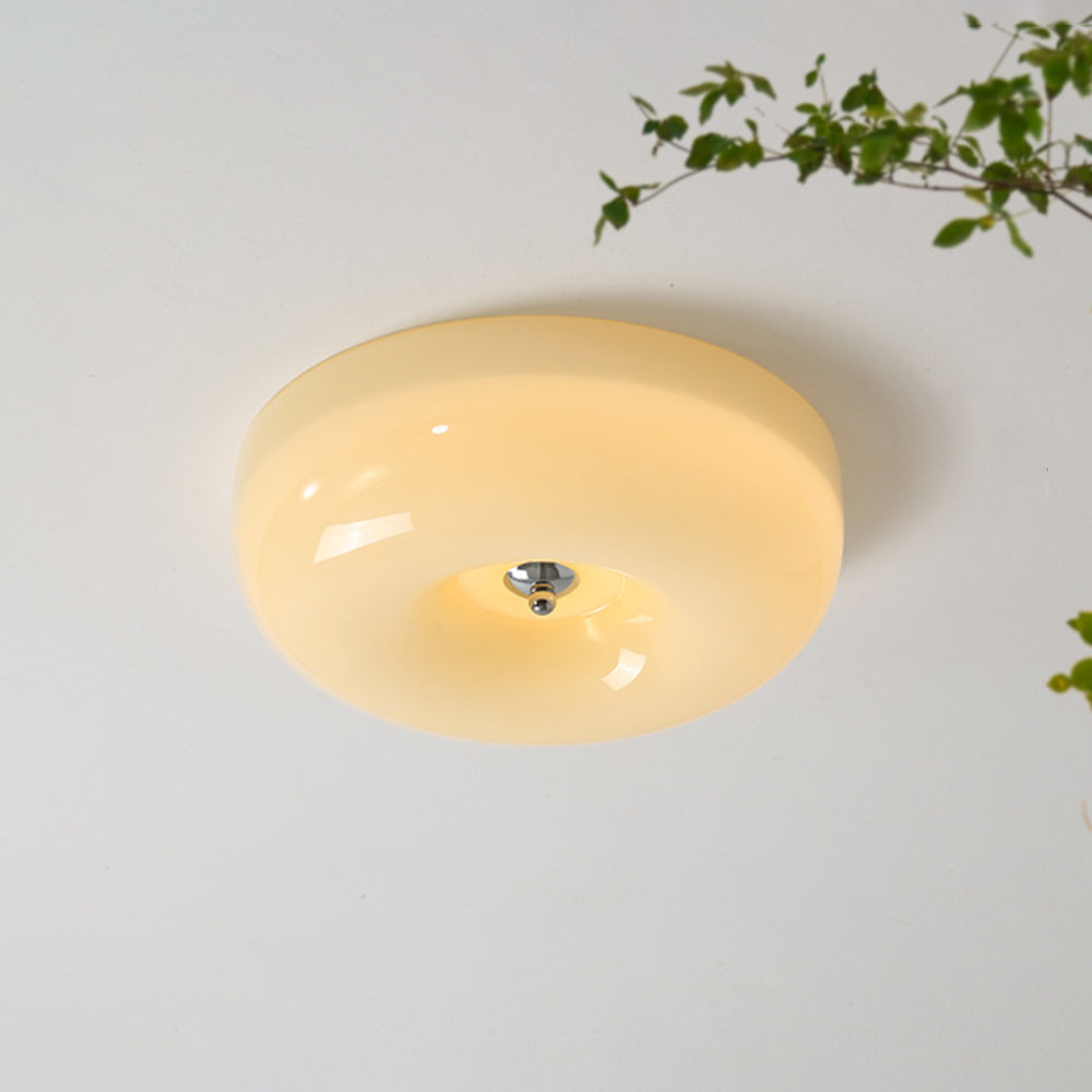 Cream Glass Flush Mount Ceiling Light | Dia12.6 - 18.1 x H3.9 in | LED | Dimmable | Multiple Sizes | Brick by Brick