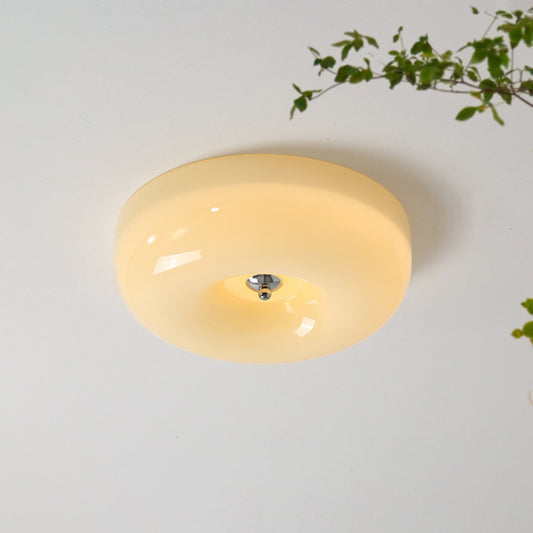 Cream Glass Flush Mount Ceiling Light | Dia12.6 - 18.1 x H3.9 in | LED | Dimmable | Multiple Sizes | Brick by Brick