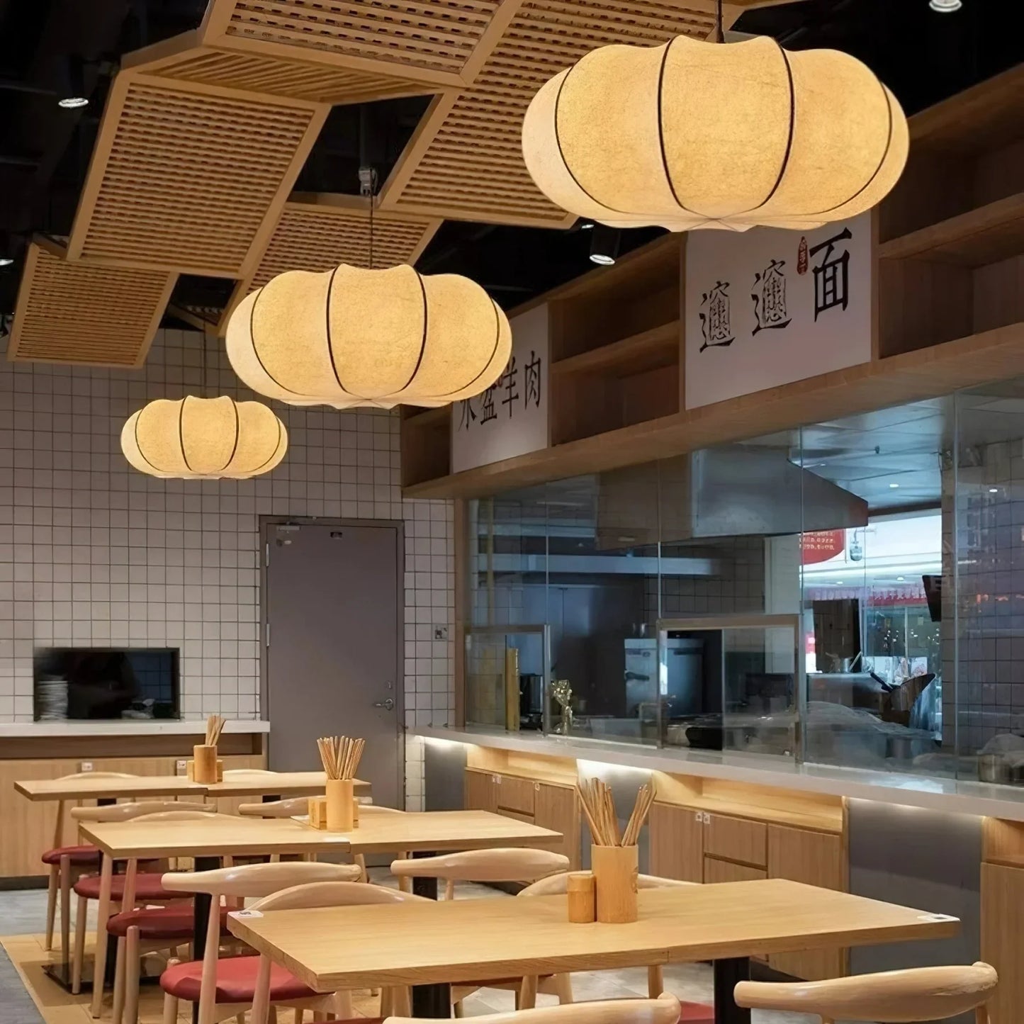 Oblate Silk & Metal Pendant Lamp | Ozawa Vintage Style | 19.7″ / 23.6″ / 31.5″ | Brick by Brick