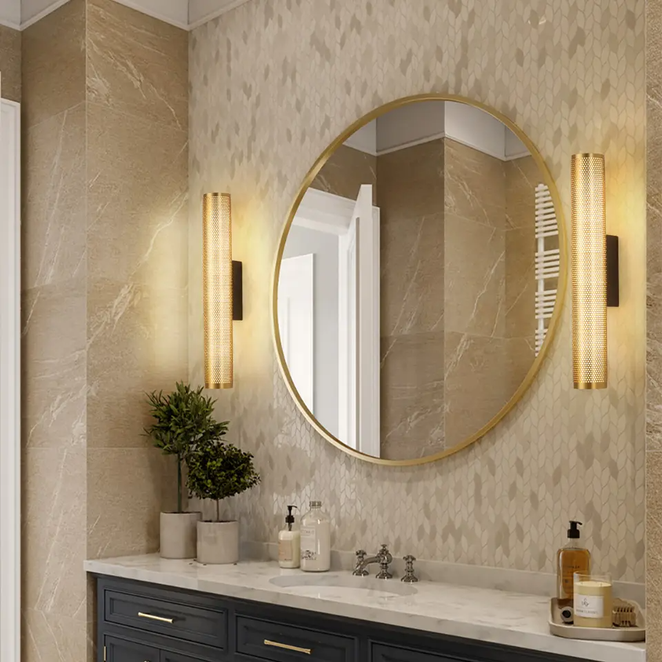 Elegant Gold Vanity Wall Lamp | 15.7 x 2.3 in | LED Warm Accent Light | Bathroom & Dressing Area | Brick by Brick