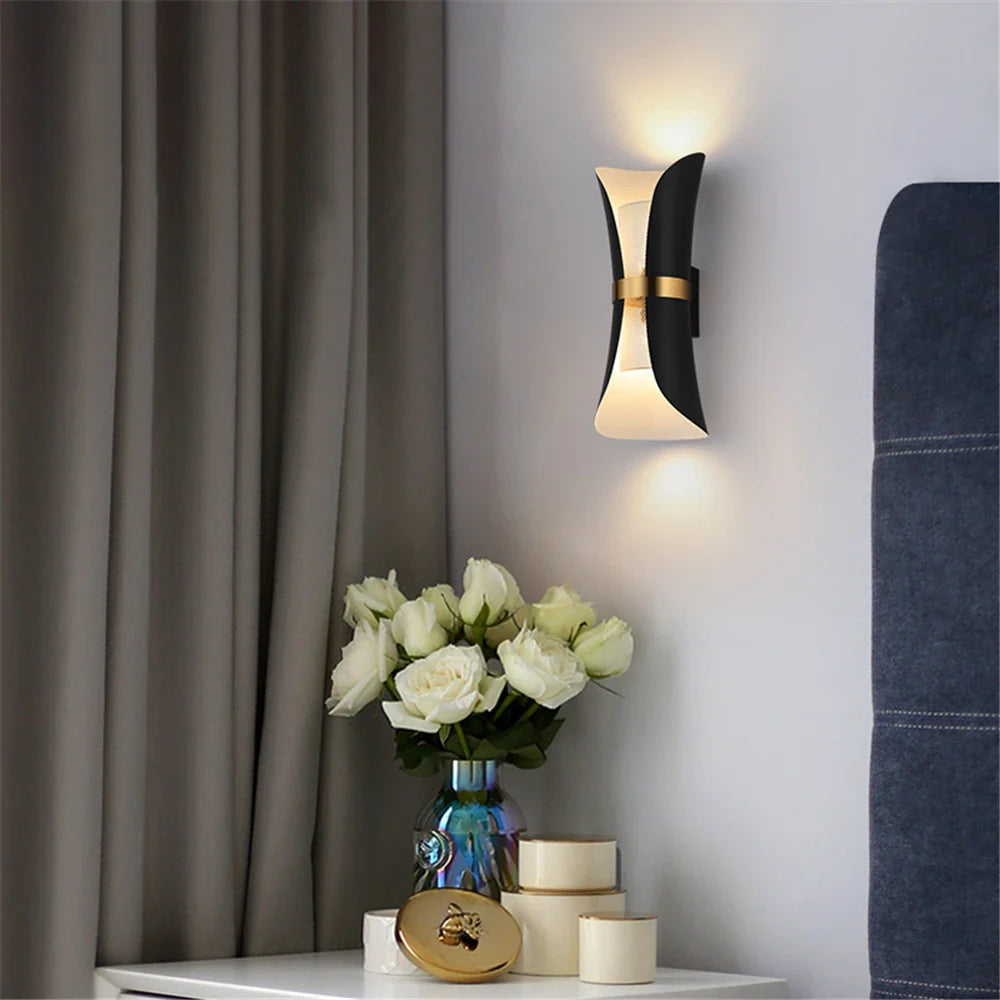 Nordic Wall Sconce | 5.9 x 14.2 in | Dual-Light LED Lamp with Gold Accents | Elegant Indoor Lighting | Brick by Brick