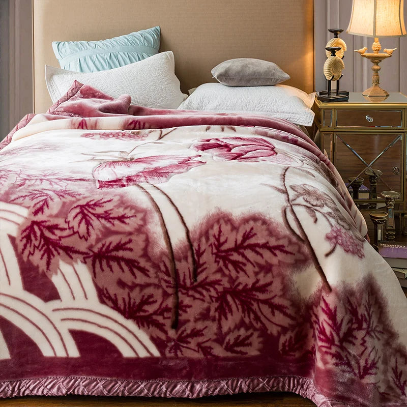 Weighted Blankets Double Layer Raschel Throw |  59×78 in (2 kg) | Soft Warm Faux Fur Mink Blanket | Fluffy Plush Microfiber Bedding | Brick by Brick