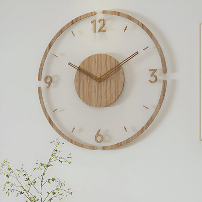 Silent Wall Clock | Clear Acrylic Face & Wood Frame | 12" or 14" | Noiseless Quartz Movement