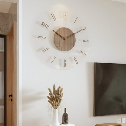 Silent Wall Clock | Clear Acrylic Face & Wood Frame | 12" or 14" | Noiseless Quartz Movement
