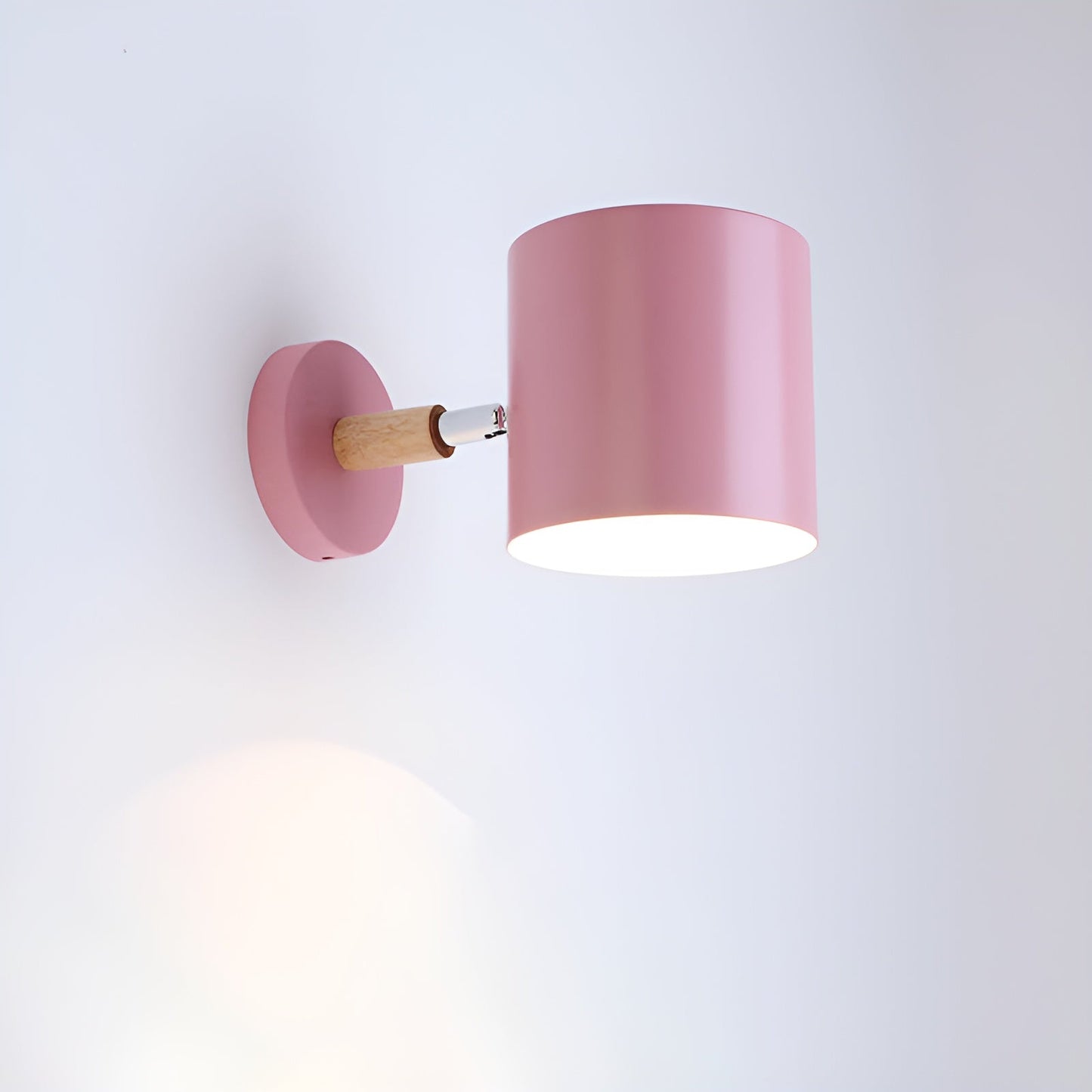 Scandinavian Wall Lamp | Adjustable 90° Light | Wood & Pastel Metal | Modern Bedroom Accent
