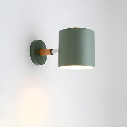 Scandinavian Wall Lamp | Adjustable 90° Light | Wood & Pastel Metal | Modern Bedroom Accent