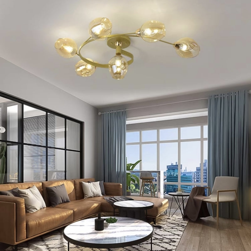 Nordic LED Pendant Chandelier | 29.5 or 36.6 in | Black or Gold Finish | Modern Glass Shade Design | Brick by Brick