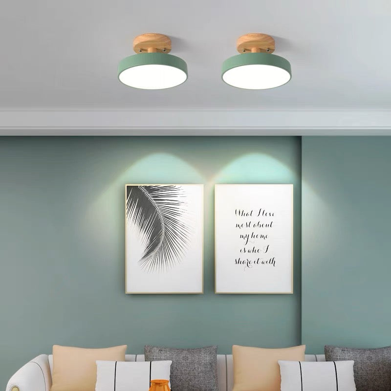 Colorful Semi-flush LED Ceiling Light | 7.08×3.93 in | Modern Painted Wood & Hardware Fixture | Brick by Brick