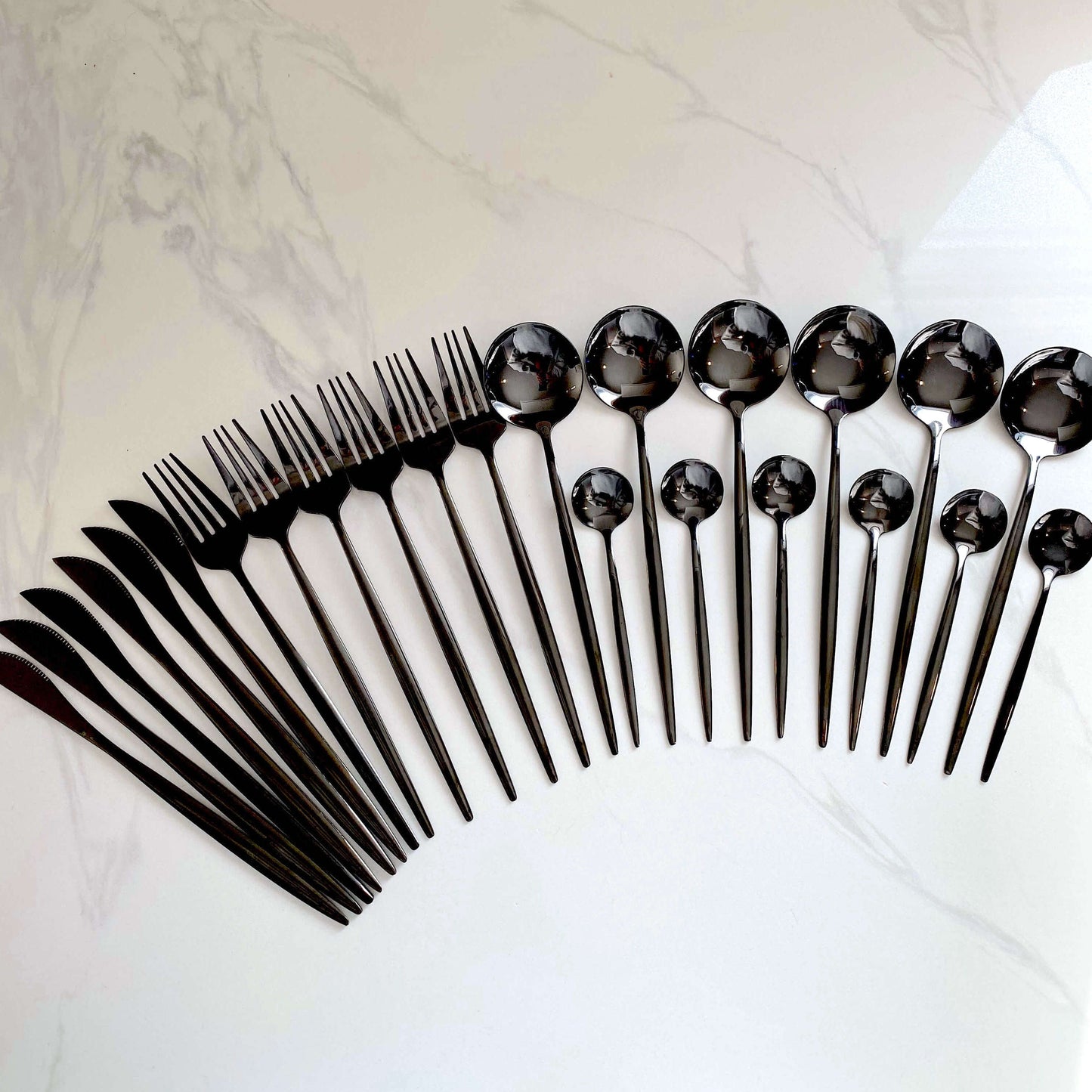 Matte Black Flatware Set | 24-Piece Stainless Steel | Modern Design | Brick by Brick