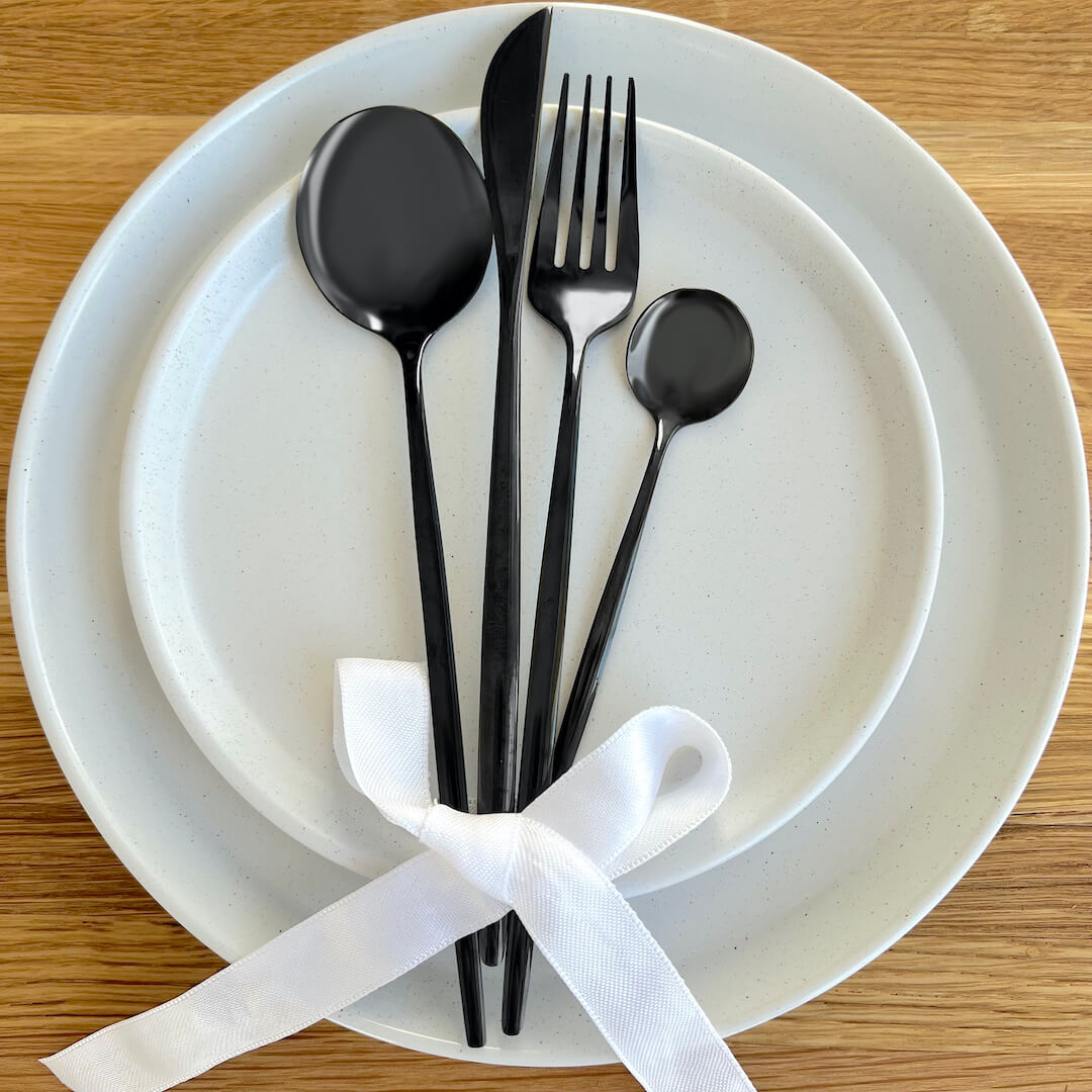 Matte Black Flatware Set | 24-Piece Stainless Steel | Modern Design | Brick by Brick