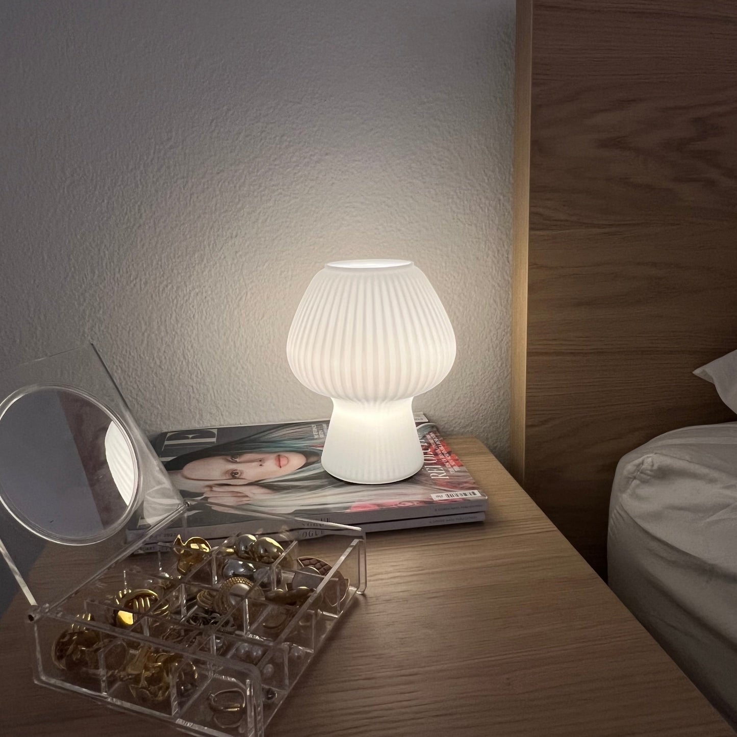 Retro Mushroom Table Lamp | Glass Stone | Touch Control with 3 Light Modes