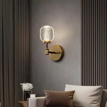 Crystal Acrylic Wall Lamp | Elegant Brass Wall Sconce | Single Bulb Lighting | 9.84×6.69 in | Brick by Brick