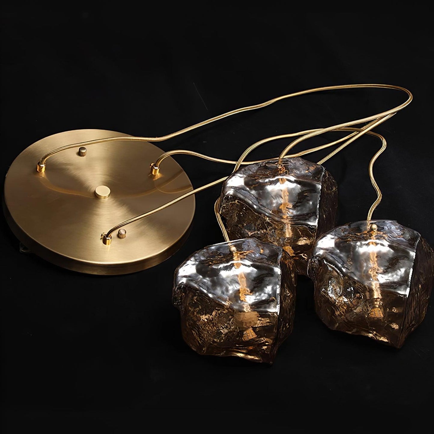 Ice Cube Glass Pendant | 7.1 - 23.6 in | Luxury Brass Hanging Light | Textured Glass Lamp | Contemporary Home Decor | Brick by Brick