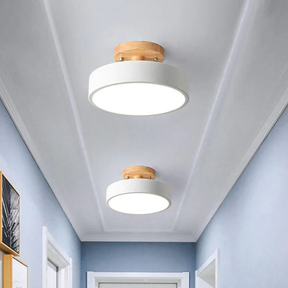 Colorful Semi-flush LED Ceiling Light | 7.08×3.93 in | Modern Painted Wood & Hardware Fixture | Brick by Brick