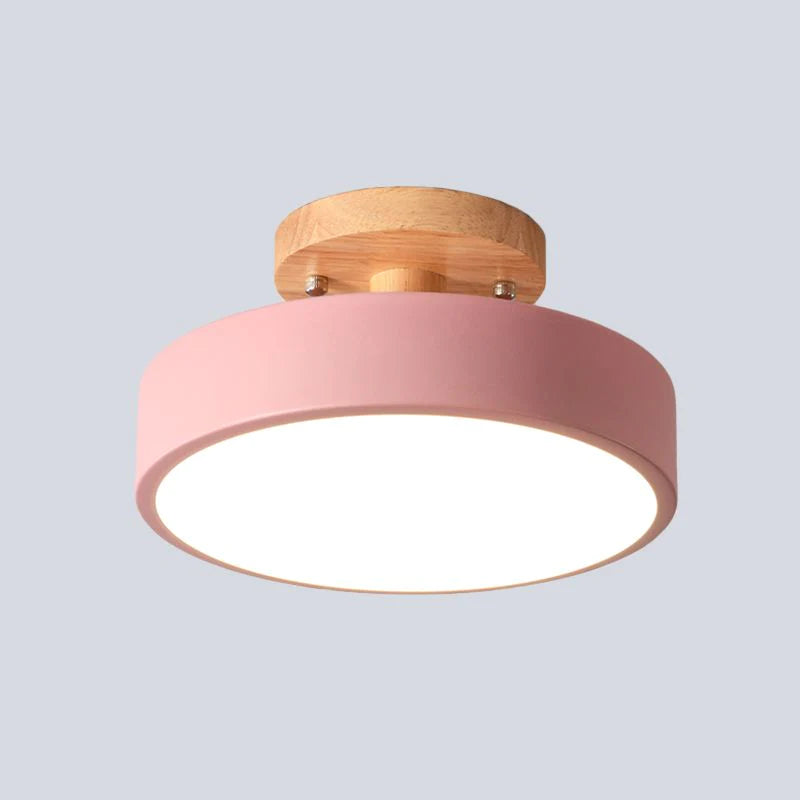 Colorful Semi-flush LED Ceiling Light | 7.08×3.93 in | Modern Painted Wood & Hardware Fixture | Brick by Brick