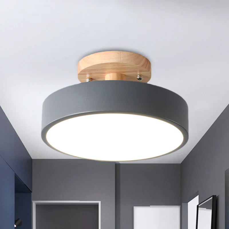 Colorful Semi-flush LED Ceiling Light | 7.08×3.93 in | Modern Painted Wood & Hardware Fixture | Brick by Brick