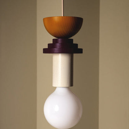 Wooden Block Pendant Light | Colorful Hanging Ceiling Fixture | Modern Industrial Design | Brick by Brick